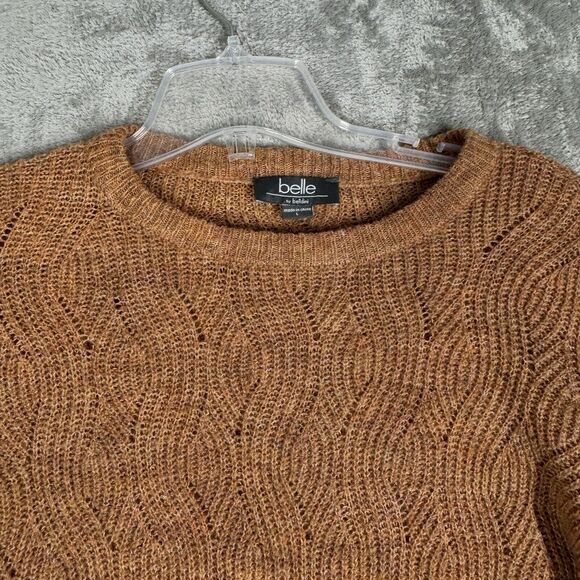 Belle by Belldini Sweater Womens Large Brown Chunky Knit Boho Neutral Minimalist - Picture 6 of 10